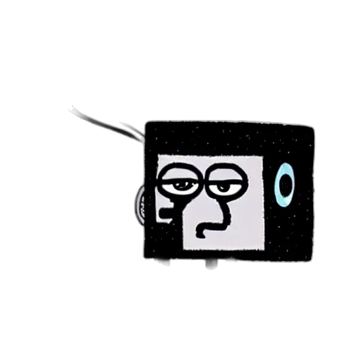 robot, face, mask, staff, cartoon, pixel art, vaporwave, cyberpunk transparent PNG cut-out
