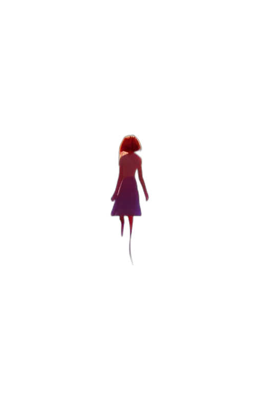 dress, creature, hair, staff transparent PNG cut-out