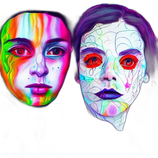 mask, face, photorealistic, watercolor, concept art, fantasy art, neon lights, colorful transparent PNG cut-out