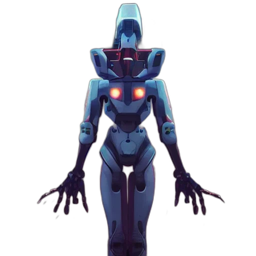 robot, concept art, 3d render, cyberpunk, pixel art, blue, pastel, angels transparent PNG cut-out
