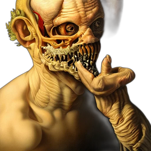 mask, face, creature, staff, concept art, photorealistic, 3d render, comic book art transparent PNG cut-out