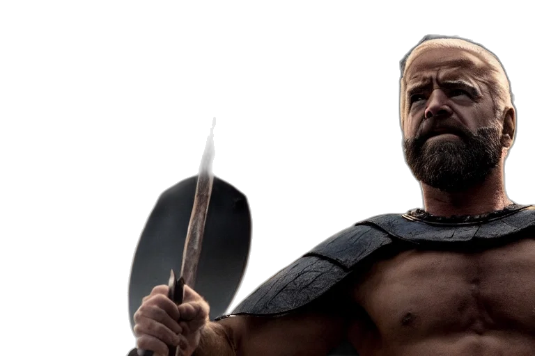 sword, cinematic, action, shot, joe, biden, leonidas, movie transparent PNG cut-out