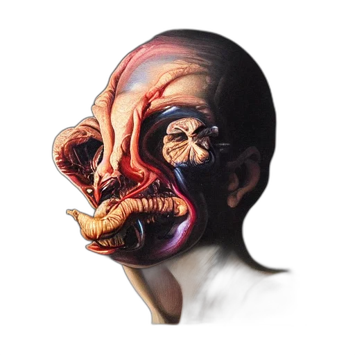 mask, face, creature, hair, photorealistic, concept art, 3d render, oil painting transparent PNG cut-out