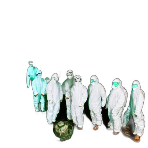 jacket, umbrella, mask, bottle, concept art, outer space, green, wide transparent PNG cut-out