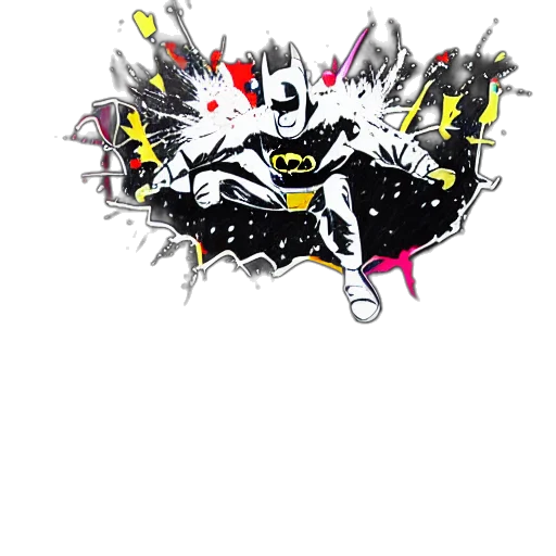 comic book art, concept art, cartoon, pixel art, die, cut, sticker, batman transparent PNG cut-out