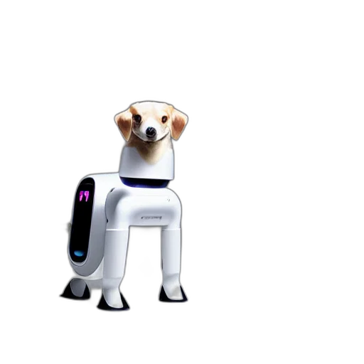 robot, staff, animal, creature, 3d render, concept art, pixel art, vaporwave transparent PNG cut-out