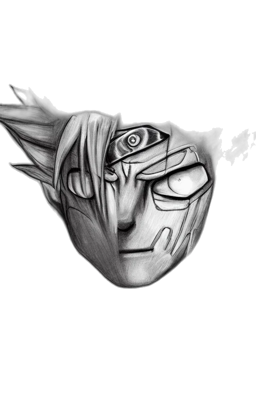 mask, face, robot, crown, concept art, fantasy art, pencil sketch, comic book art transparent PNG cut-out