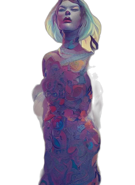 dress, robot, face, mask, watercolor, concept art, fantasy art, pixel art transparent PNG cut-out