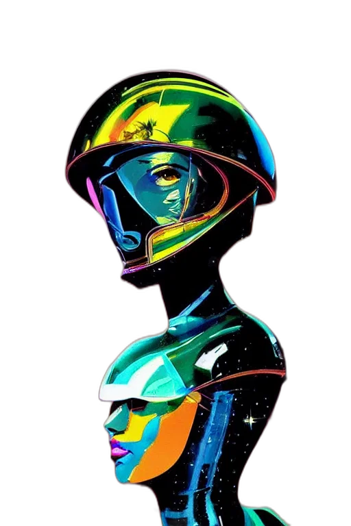 robot, mask, face, concept art, cyberpunk, comic book art, cartoon, outer space transparent PNG cut-out