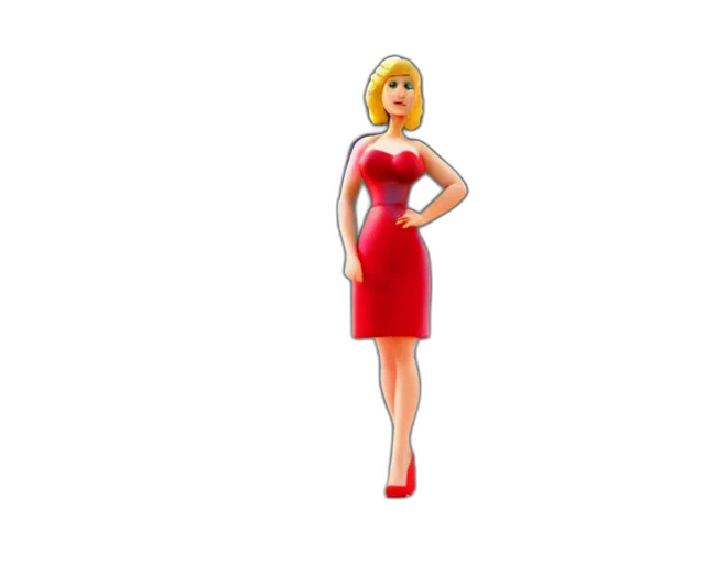 dress, jewelry, staff, cartoon, 3d render, pixel art, concept art, red transparent PNG cut-out