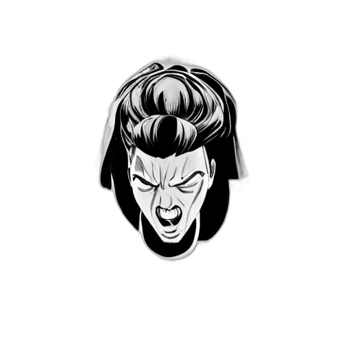 face, hair, crown, cartoon, comic book art, concept art, anime, full transparent PNG cut-out