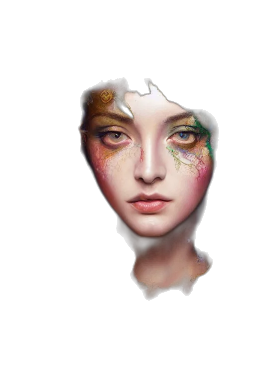 face, mask, crown, watercolor, fantasy art, photorealistic, concept art, outer space transparent PNG cut-out