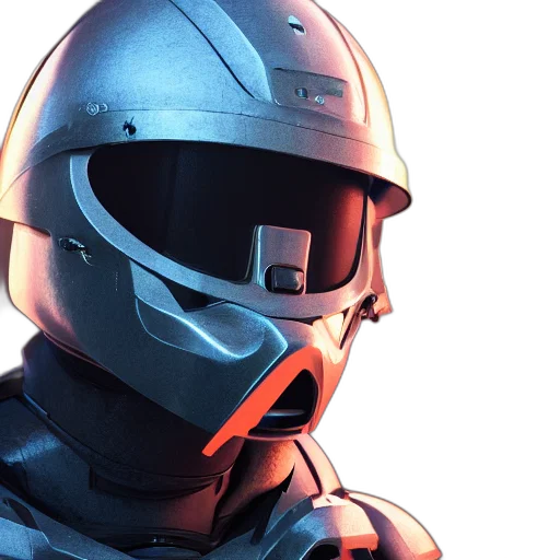 robot, mask, face, concept art, 3d render, cyberpunk, comic book art, monochrome transparent PNG cut-out