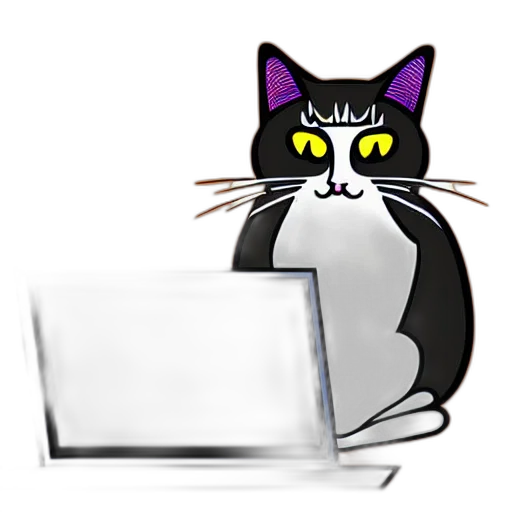 staff, animal, vector, illustration, grumpy, looking, cat, sitting transparent PNG cut-out