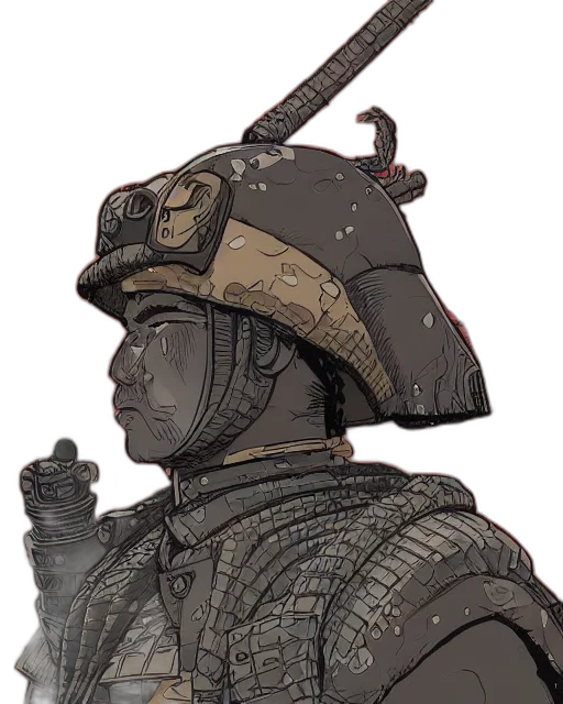 staff, hat, mask, robot, concept art, fantasy art, comic book art, 3d render transparent PNG cut-out