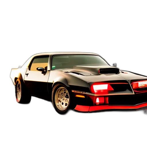 car, weapon, photorealistic, 3d render, concept art, black, pontiac, firebird transparent PNG cut-out