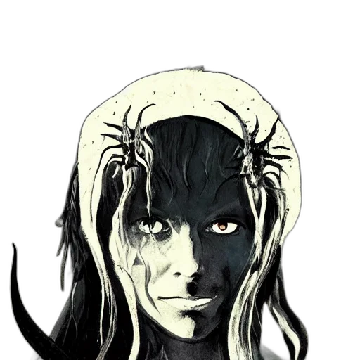 mask, face, hair, creature, comic book art, concept art, fantasy art, cartoon transparent PNG cut-out