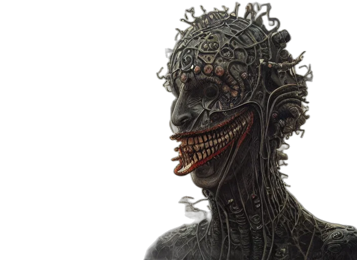 creature, mask, face, concept art, 3d render, fantasy art, photorealistic, giger transparent PNG cut-out