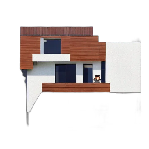 furniture, building, 3d render, concept art, pixel art, cat, shaped, house transparent PNG cut-out