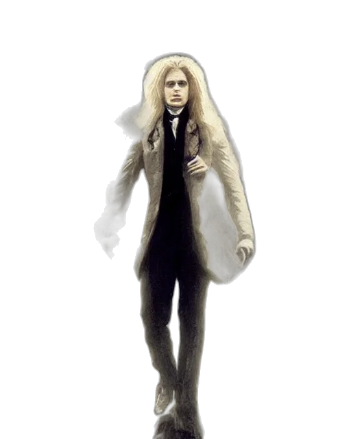 jacket, staff, creature, hair, concept art, fantasy art, comic book art, pixel art transparent PNG cut-out