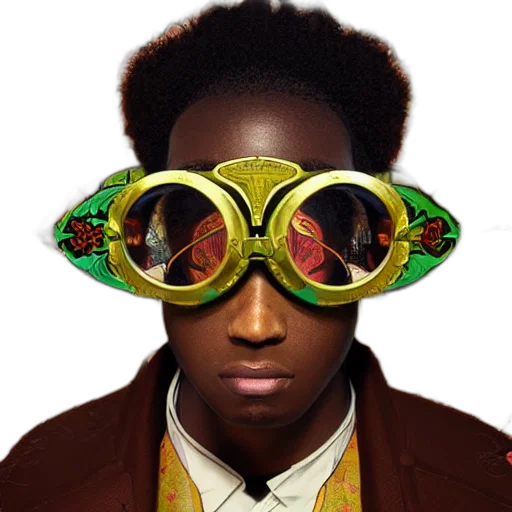 face, mask, jacket, staff, photorealistic, colourful, vfx, upper transparent PNG cut-out