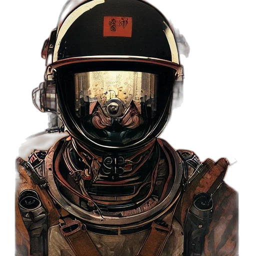 robot, mask, face, jacket, concept art, comic book art, cyberpunk, photorealistic transparent PNG cut-out
