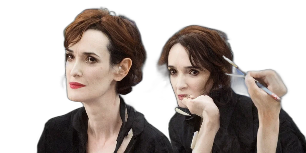 winona, ryder, stands, her transparent PNG cut-out