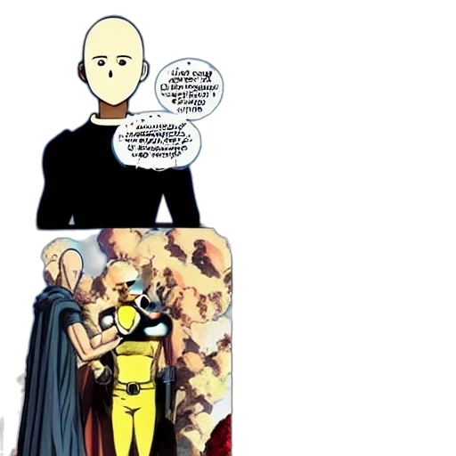 comic book art, concept art, saitama, one, punch, man, monalisa transparent PNG cut-out