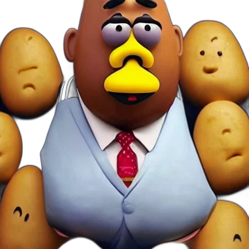 3d render, concept art, cartoon, potato, head, totally, looks, like transparent PNG cut-out