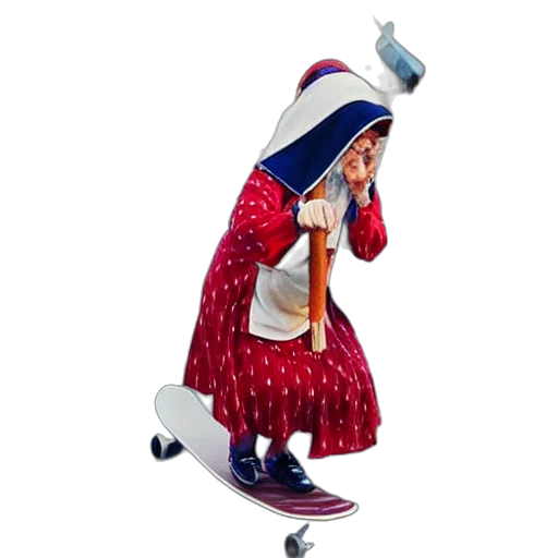 dress, hat, staff, robot, 3d render, concept art, babushka, playing transparent PNG cut-out
