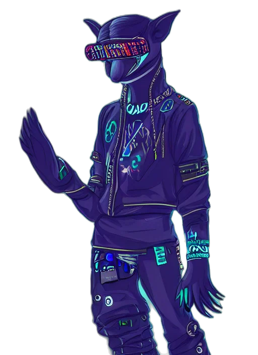 jacket, mask, staff, creature transparent PNG cut-out