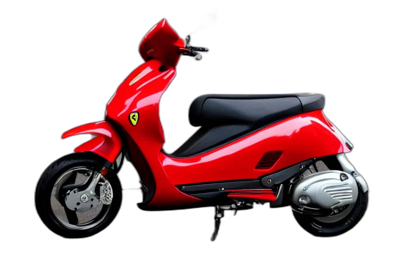 photorealistic, 3d render, concept art, cartoon, red, scooter, designed, produced transparent PNG cut-out