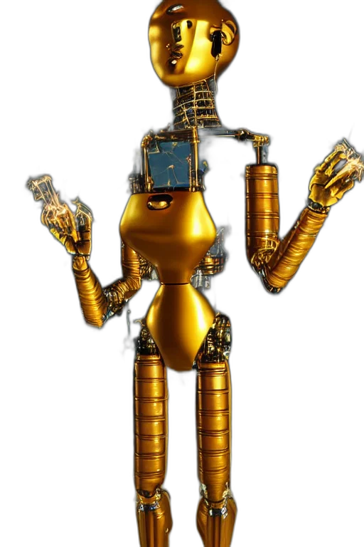 robot, staff, weapon, animal, 3d render, concept art, cyberpunk, pixel art transparent PNG cut-out