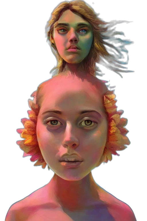 face, crown, mask, flower, concept art, photorealistic, fantasy art, oil painting transparent PNG cut-out