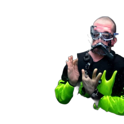 mask, staff, creature, robot, 3d render, cyberpunk, concept art, underwater transparent PNG cut-out