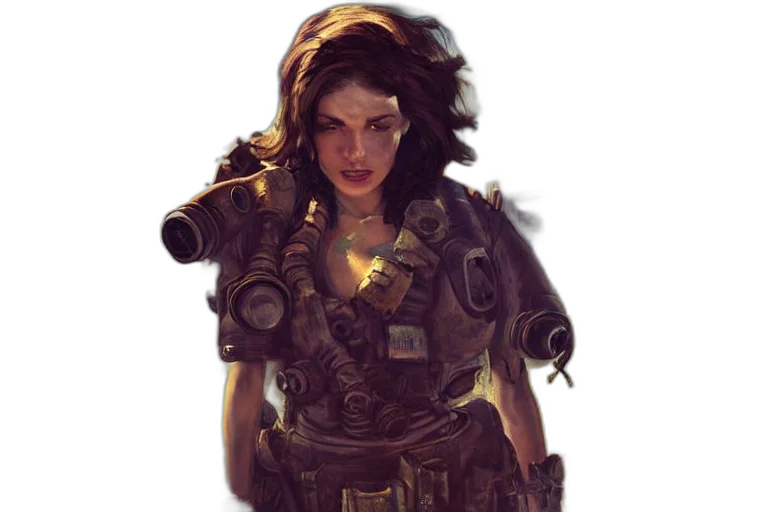 weapon, concept art, fantasy art, cyberpunk, comic book art, earth tones, golden, fallout transparent PNG cut-out