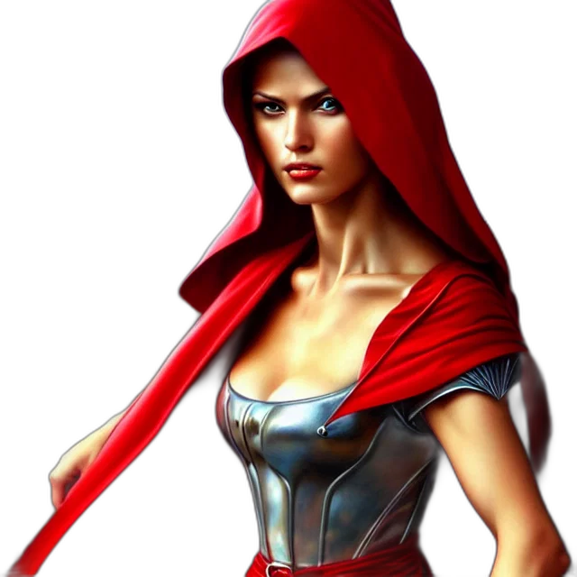 dress, sword, fantasy art, comic book art, concept art, photorealistic, red, beautiful transparent PNG cut-out
