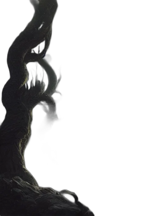 tree, hair, creature, dragon, concept art, fantasy art, 3d render, photorealistic transparent PNG cut-out