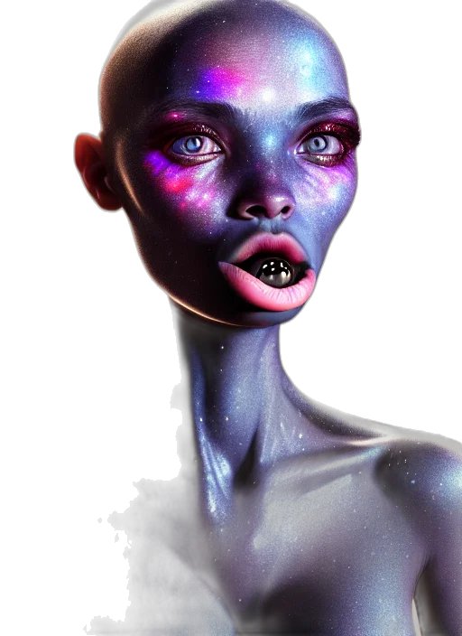 face, mask, creature, robot, concept art, fantasy art, cyberpunk, photorealistic transparent PNG cut-out