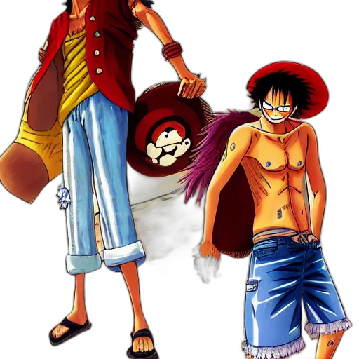 concept art, anime, cartoon, fantasy art, red, luffy, shanks, one transparent PNG cut-out