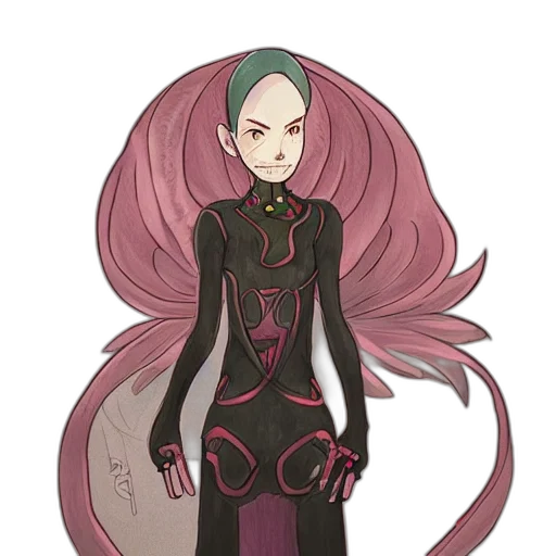 dress, staff, creature, concept art, fantasy art, anime, pixel art, dark transparent PNG cut-out