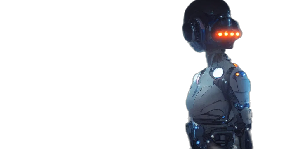 robot, concept art, cyberpunk, 3d render transparent PNG cut-out