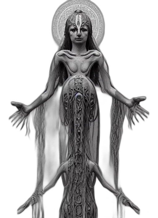 dress, staff, creature, jewelry, fantasy art, concept art, 3d render, pencil sketch transparent PNG cut-out