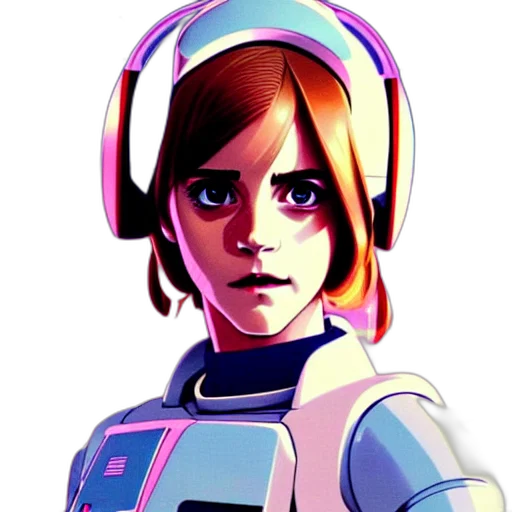 robot, face, concept art, pixel art, anime, cartoon, neon lights, outer space transparent PNG cut-out