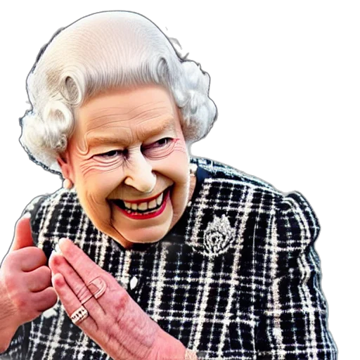crown, queen, england, grinning, rudely, saying, fuck, raising transparent PNG cut-out