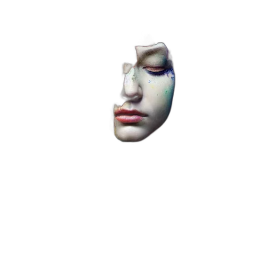 mask, face, robot, jewelry, vaporwave, pixel art, 3d render, photorealistic transparent PNG cut-out