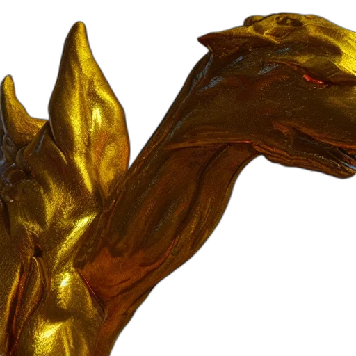 dragon, crown, mask, weapon, 3d render, photorealistic, concept art, golden transparent PNG cut-out