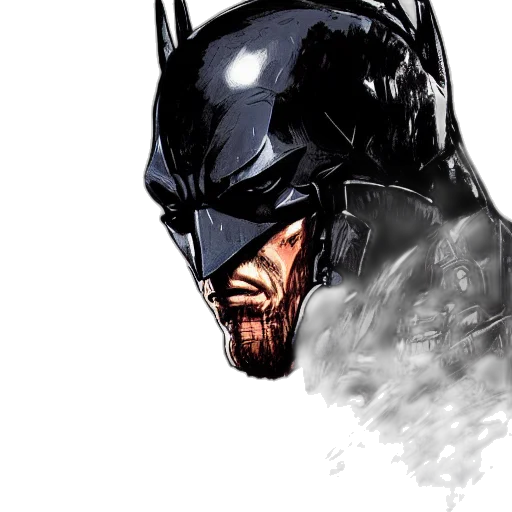 comic book art, concept art, photorealistic, watercolor, comic, portrait, arkham, knight transparent PNG cut-out