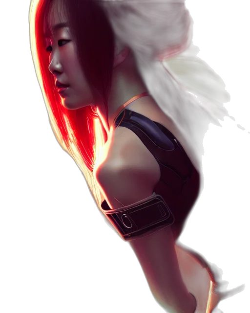mask, sword, dress, weapon, concept art, photorealistic, fantasy art, cyberpunk transparent PNG cut-out