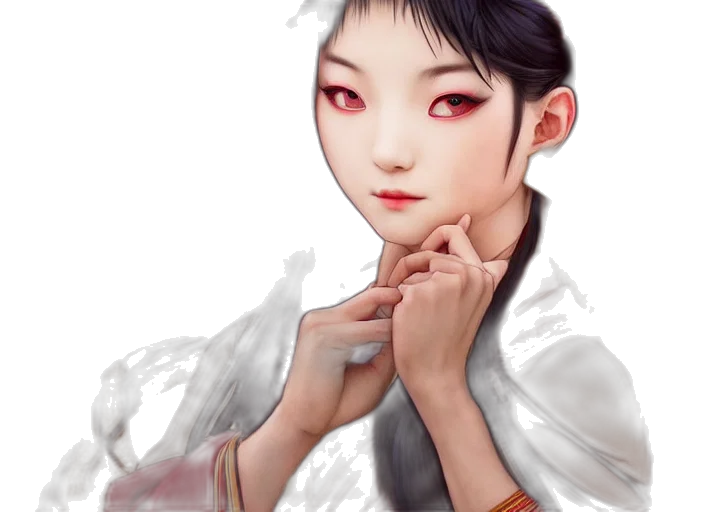 face, staff, photorealistic, fantasy art, oil painting, concept art, red, monochrome transparent PNG cut-out